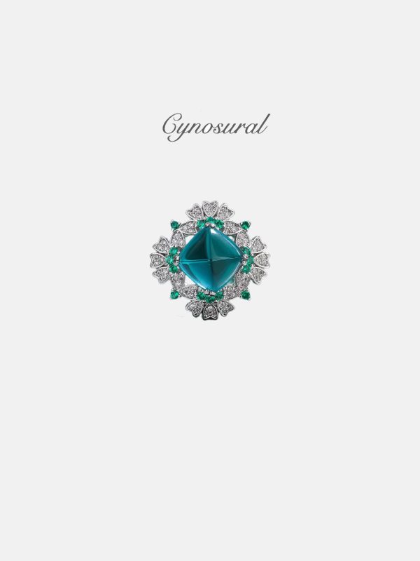 Green Flower Basket Ring