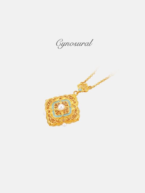 Ancient Golden Chinese Knot Necklace - 图片 2